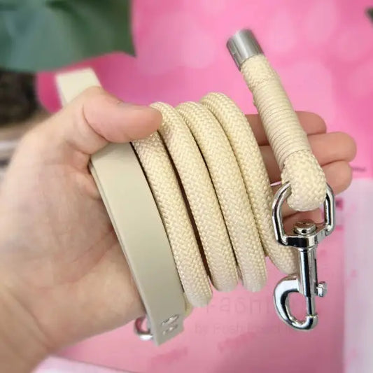 5ft Rope Dog Lead in Pastel Beige - Piggie - 2