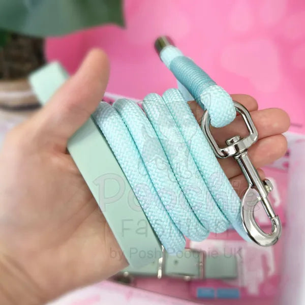 5ft Rope Dog Lead in Pastel Blue Piggie 3