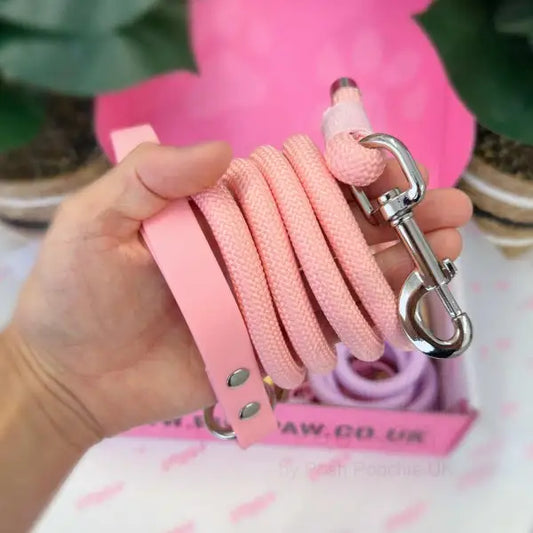 5ft Rope Dog Lead in Pastel Pink - Piggie - 2