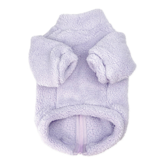 Plush Teddy Fleece Dog Zippy Jacket In Lilac