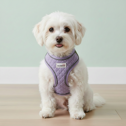 Doodlebone Dinky Dog Snappy Harness For Small Dogs In Lilac Quilt