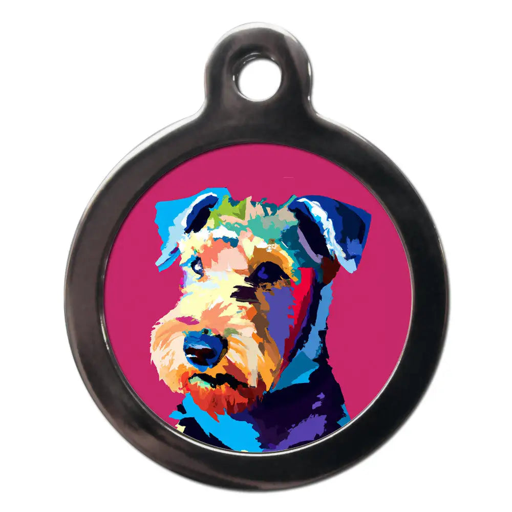 Airedale Terrier Pop Art Dog Id Tag - Ps Pet Tags - 1