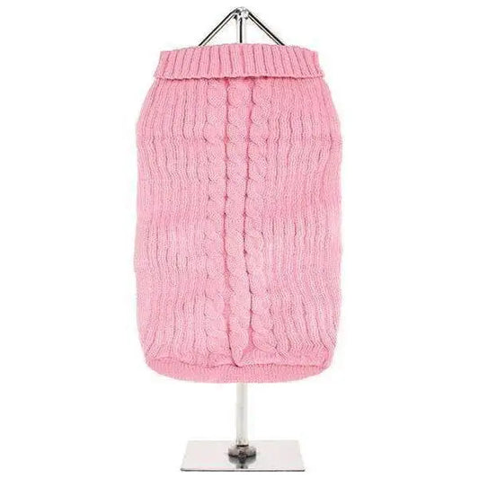 Baby Pink Cable Knit Dog Jumper - Posh Pawz - 1