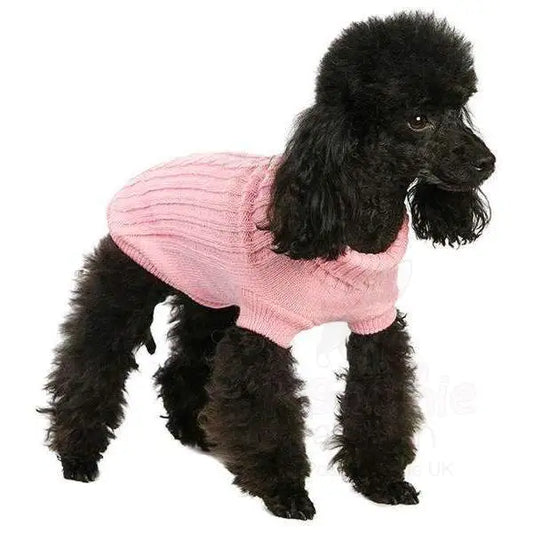 Baby Pink Cable Knit Dog Jumper - Posh Pawz - 2