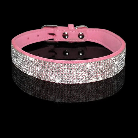 Baby Pink Crystal Eco-suede Dog Collar - Posh Pawz - 2