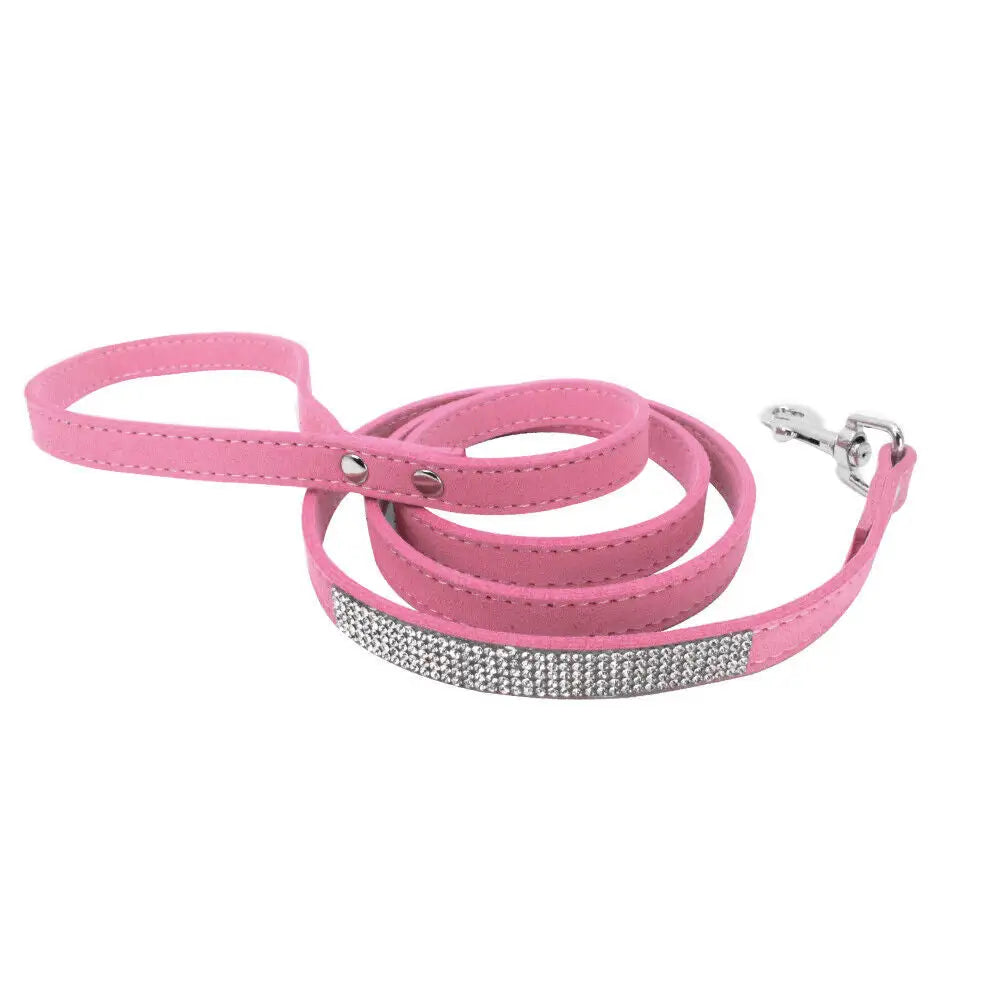 Baby Pink Crystal Eco-suede Dog Lead - Posh Pawz - 1