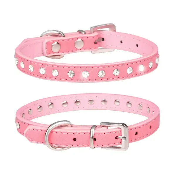 Baby Pink Eco Suede Diamante Dog Collar - Posh Pawz - 1