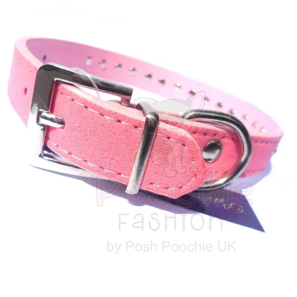 Baby Pink Eco Suede Diamante Dog Collar - Posh Pawz - 4