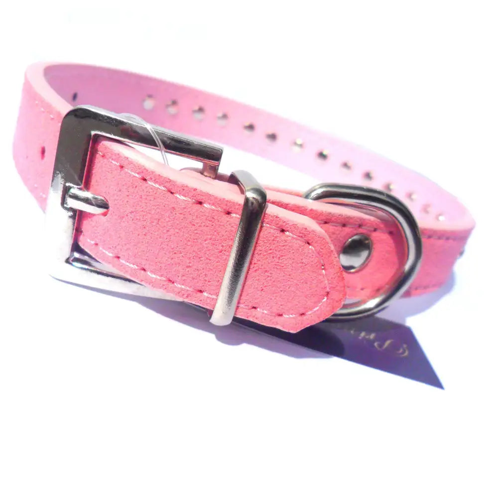 Baby Pink Eco Suede Diamante Dog Collar - Posh Pawz - 4