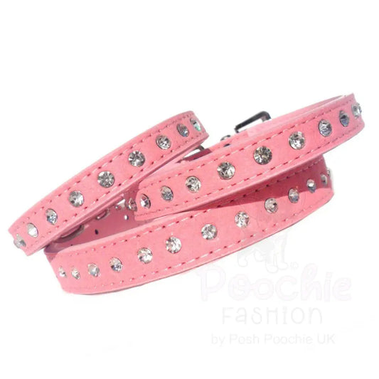 Baby Pink Eco Suede Diamante Dog Collar - Posh Pawz - 2