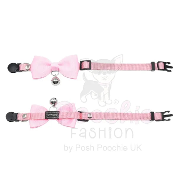 Baby Pink Handmade Bow Tie Cat Collar - Posh Catz - 3