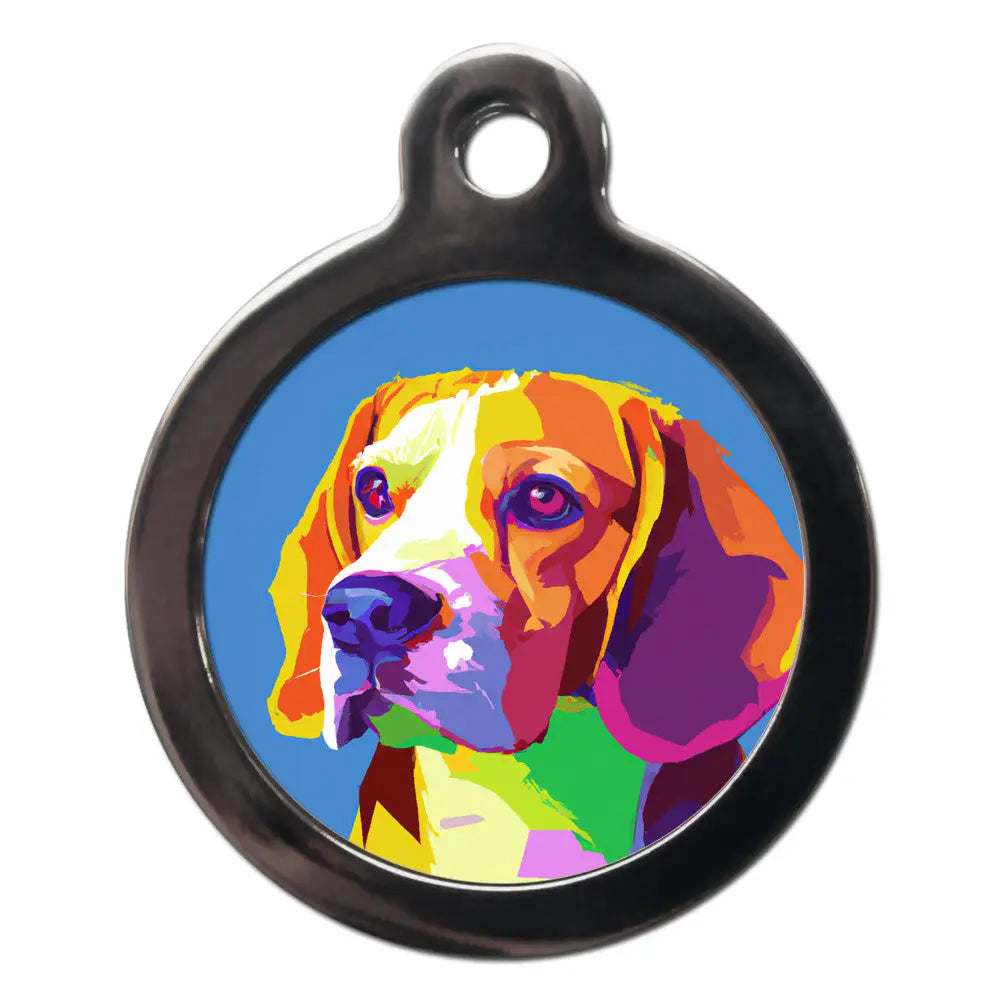 Beagle Pop Art Dog Id Tag - Ps Pet Tags - 1