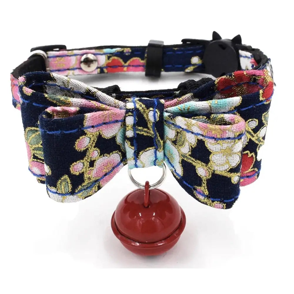 Black Blossom Luxury Floral Bow Cat Collar - Posh Catz - 1