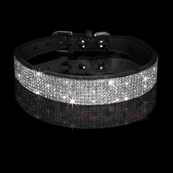 Black Crystal Eco-suede Dog Collar - Posh Pawz - 2