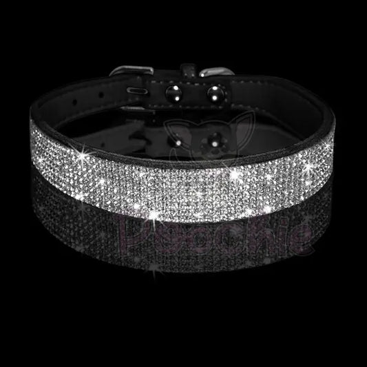 Black Crystal Eco-suede Dog Collar - Posh Pawz - 2