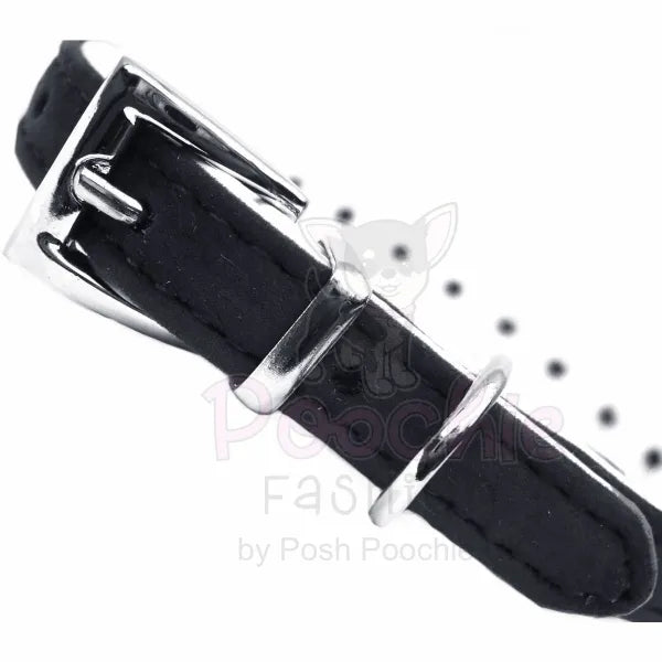 Black Plush Diamante Dog Collar - Posh Pawz - 2