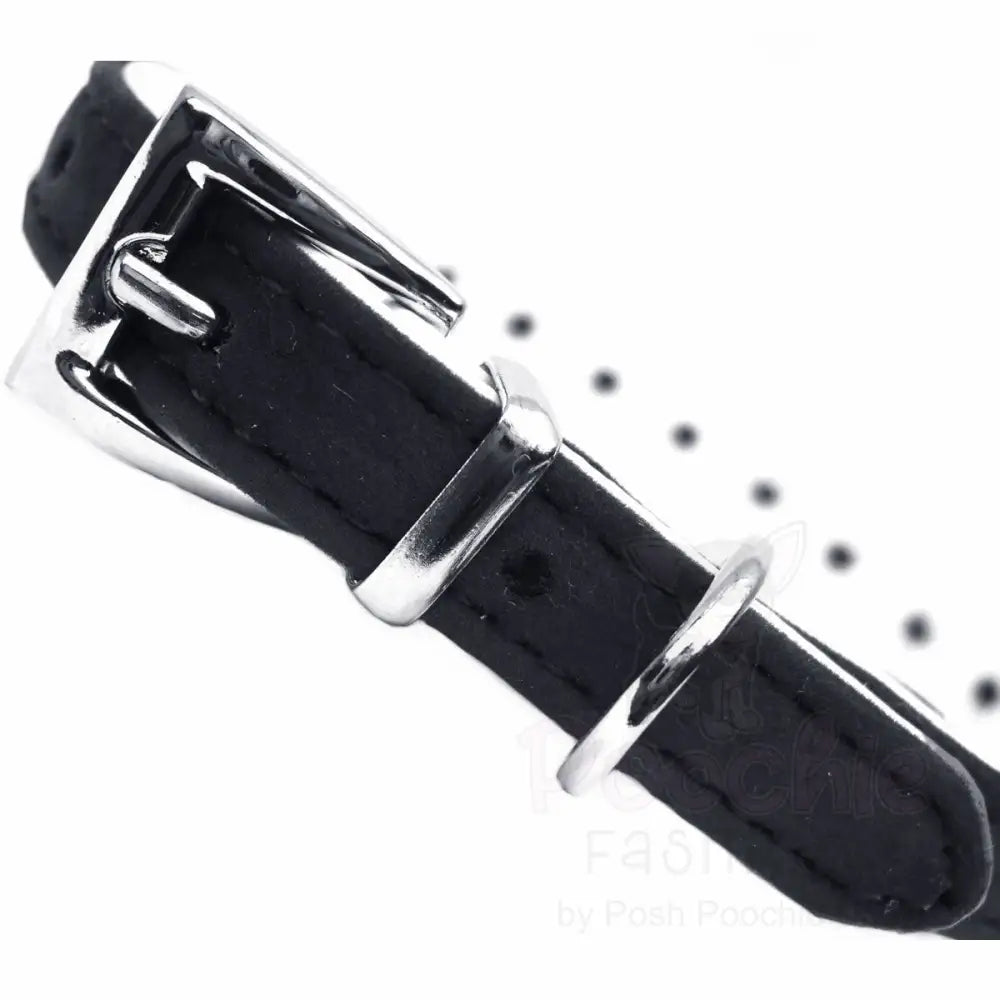 Black Plush Diamante Dog Collar - Posh Pawz - 3