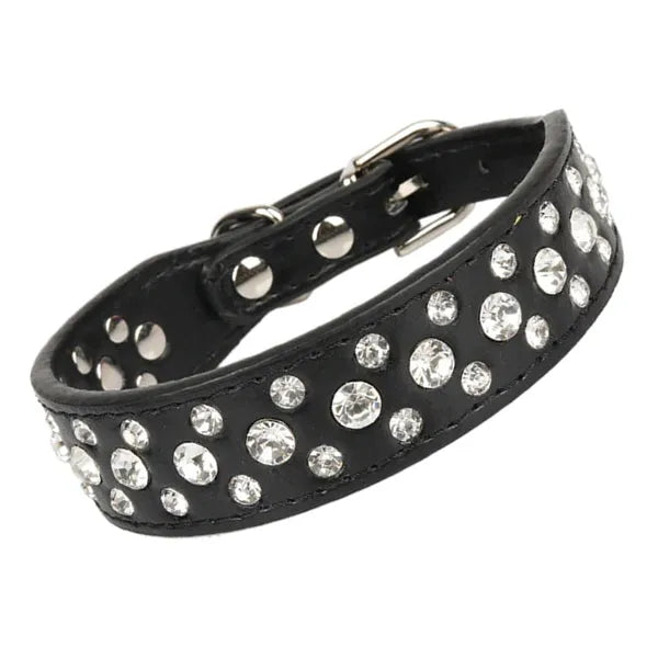 Black Rhinestone Sprinkles Dog Collar - Posh Pawz - 1