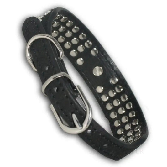 Black Triple Rhinestone Eco-suede Dog Collar - Posh Pawz - 2