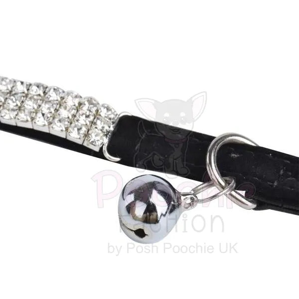 Black Velvet Rhinestone Crystal Cat Collar - Posh Catz - 2