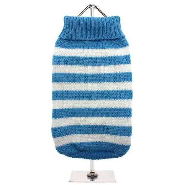 Blue and White Candy Stripe Dog Jumper - Urban - 1