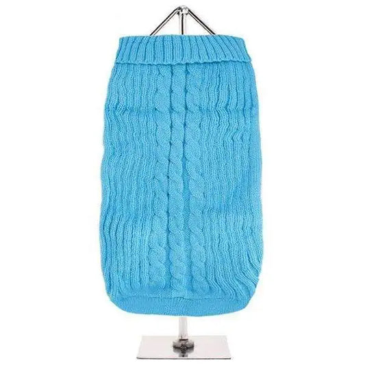 Blue Cable Knit Dog Jumper - Posh Pawz - 1