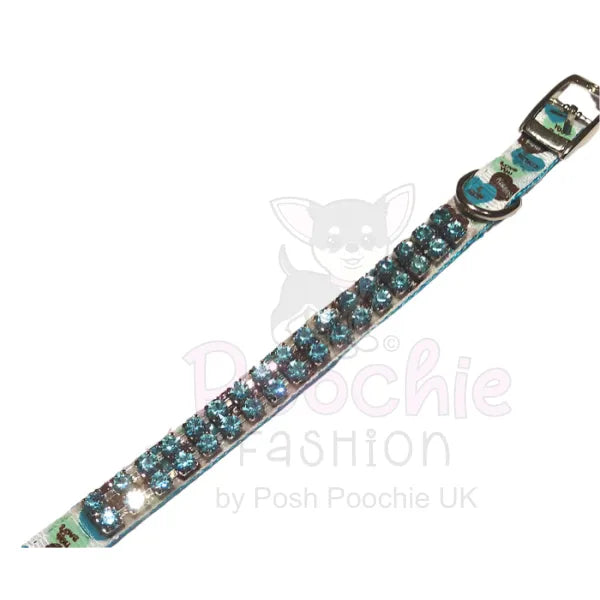 Blue Crystal Love Hearts Puppy Collar - Sale - 2