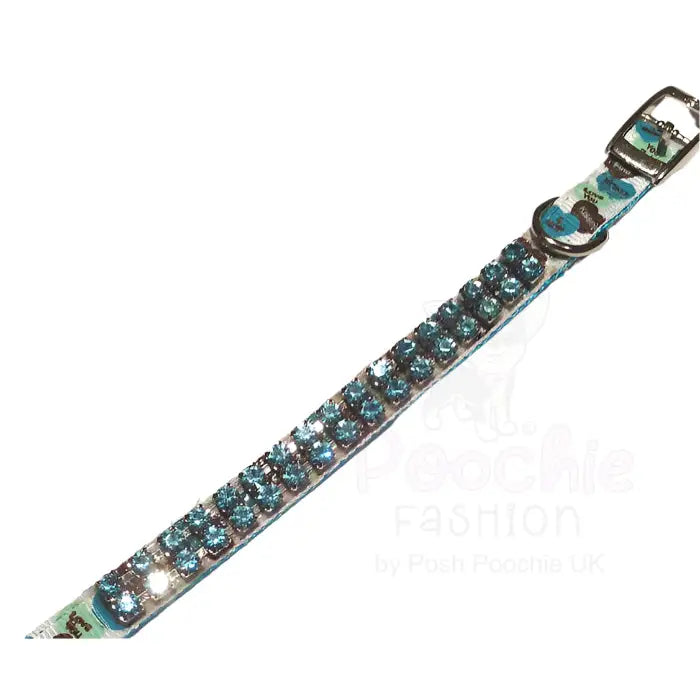 Blue Crystal Love Hearts Puppy Collar Small - Sale - 2