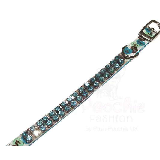 Blue Crystal Love Hearts Puppy Collar Small - Sale - 2