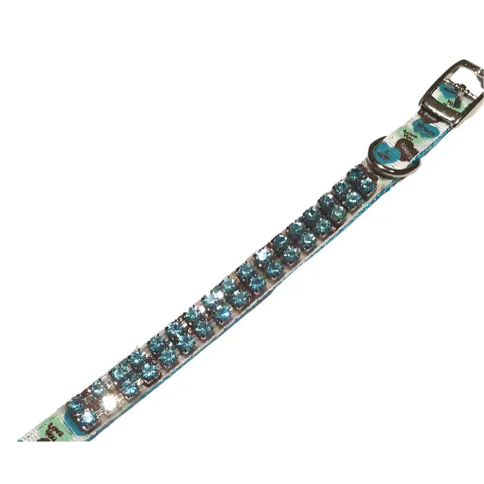 Blue Crystal Love Hearts Puppy Collar Small - Sale - 2