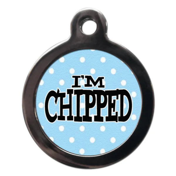 Blue Polka Dot I’m Chipped Cat Id Tag Ps Pet Tags 1