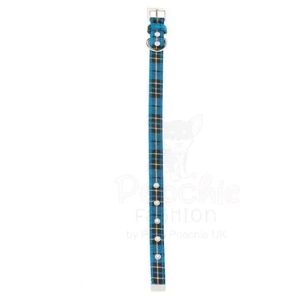 Blue Tartan Fabric Dog Collar - Urban - 2