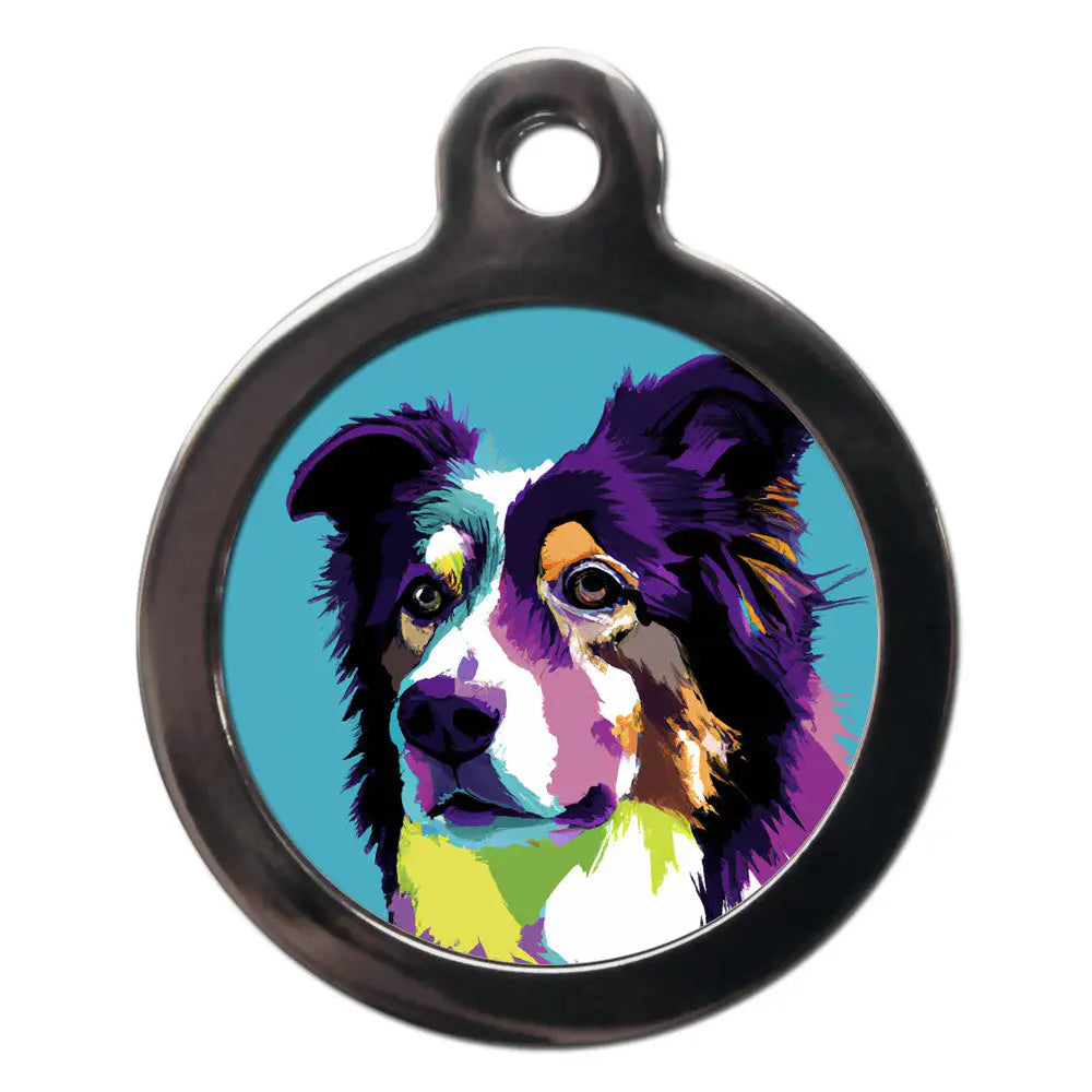 Border Collie Pop Art Dog Id Tag - Ps Pet Tags - 1