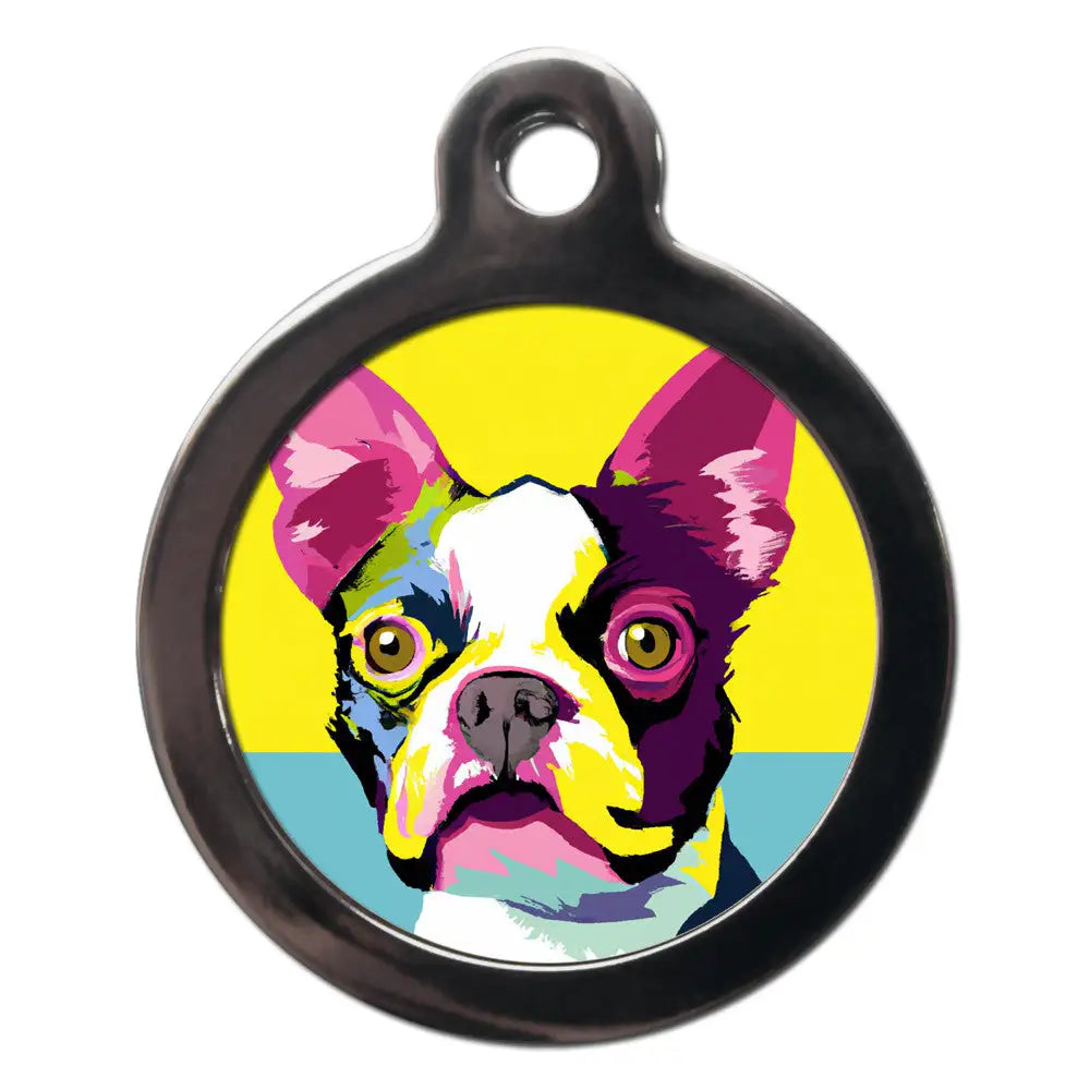 Boston Terrier Pop Art Dog Id Tag - Ps Pet Tags - 1