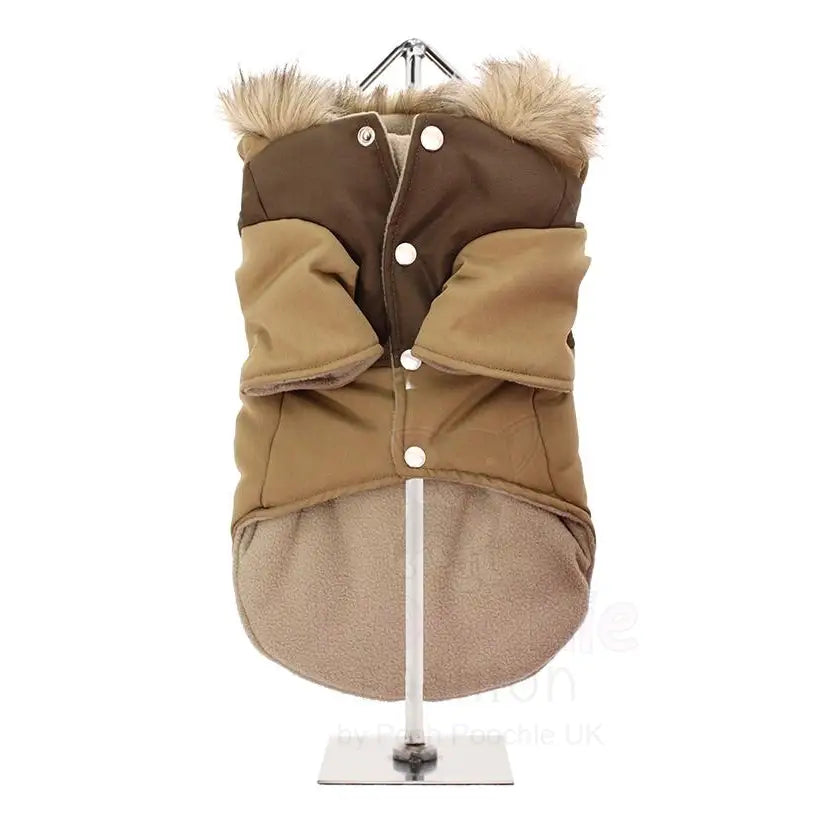 Brown Two Tone Parka Dog Coat Small - Sale - 3