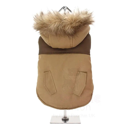 Brown Two Tone Parka Dog Coat Small - Sale - 2
