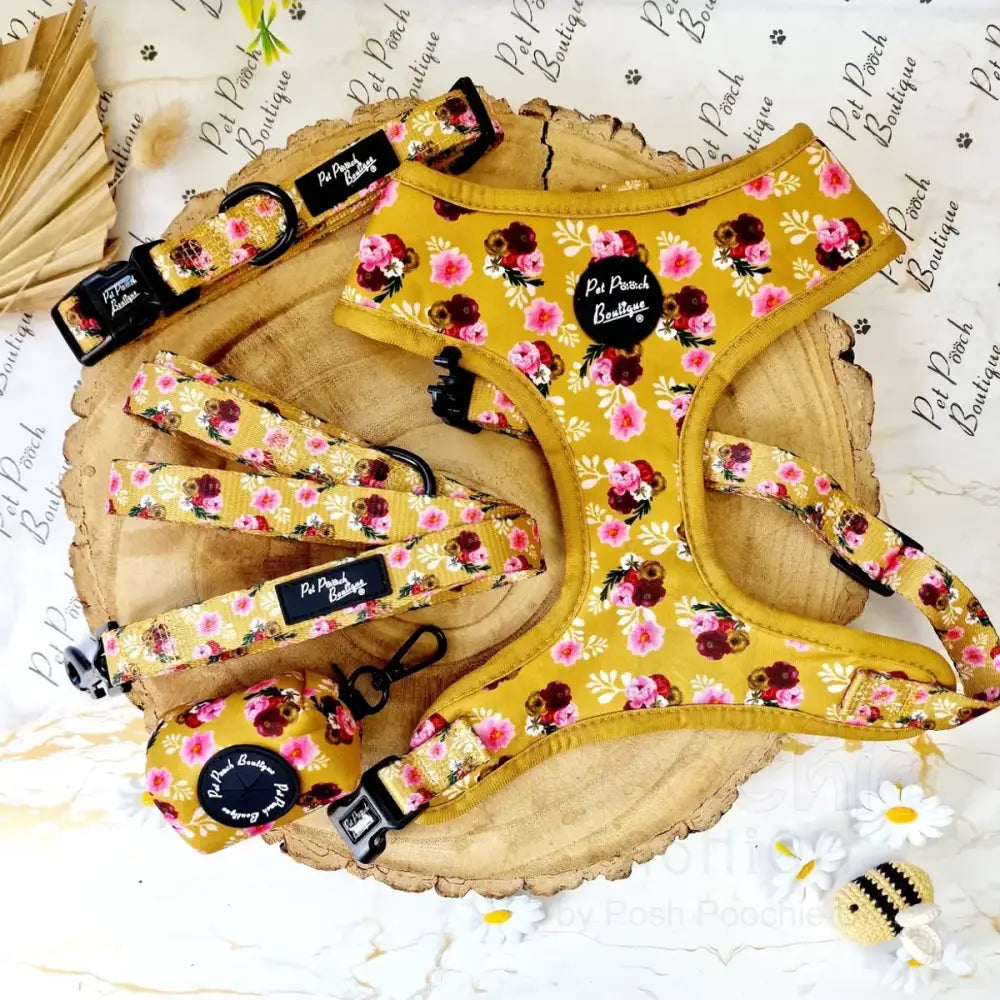 Buttercup Yellow Vintage Peonies Dog Poo Bag Holder - Pet Pooch - 2