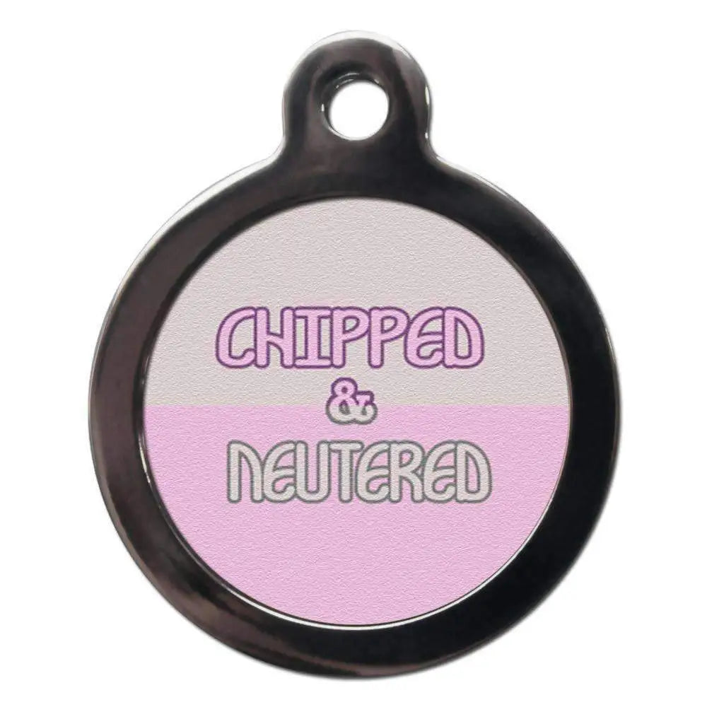 Chipped and Neutered Pink Pet Id Tag - Ps Pet Tags - 1