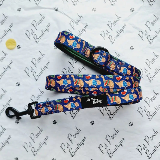 Christmas Dino Rawr Dog Lead - Pet Pooch - 1