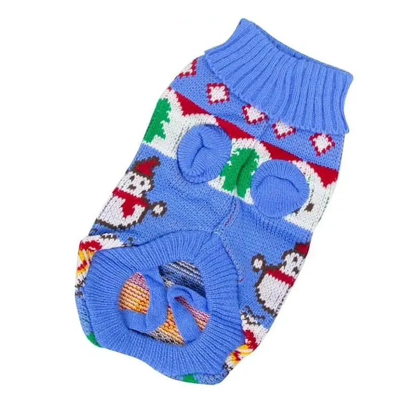 Christmas Snowman Dog Jumper in Blue - Posh Pawz - 5