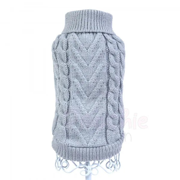 Chunky Cable Knit Dog Jumper in Grey - Rich Paw - 5