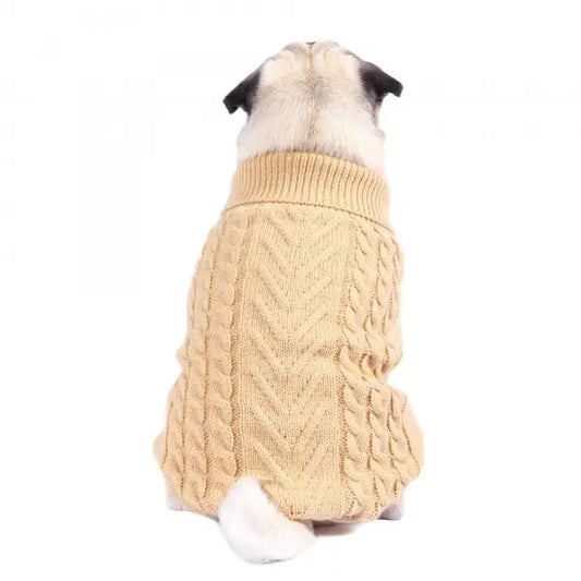 Chunky Cable Knit Dog Jumper in Beige - Rich Paw - 1