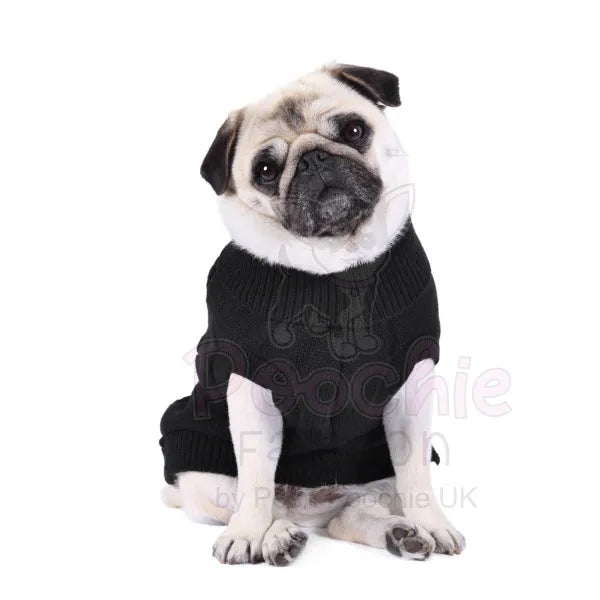 Chunky Cable Knit Dog Jumper in Black - Rich Paw - 2