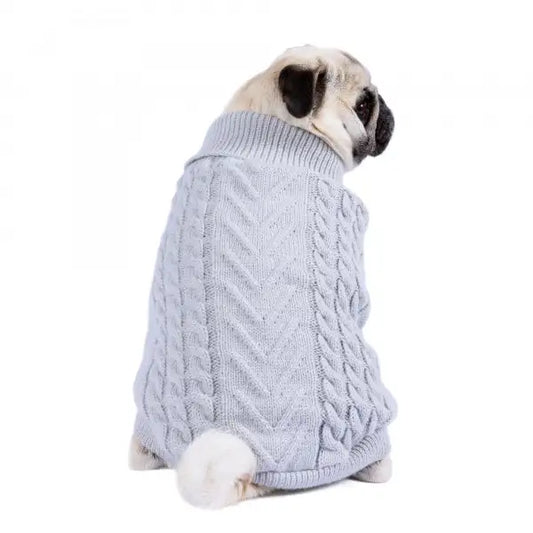 Chunky Cable Knit Dog Jumper in Grey - Rich Paw - 1