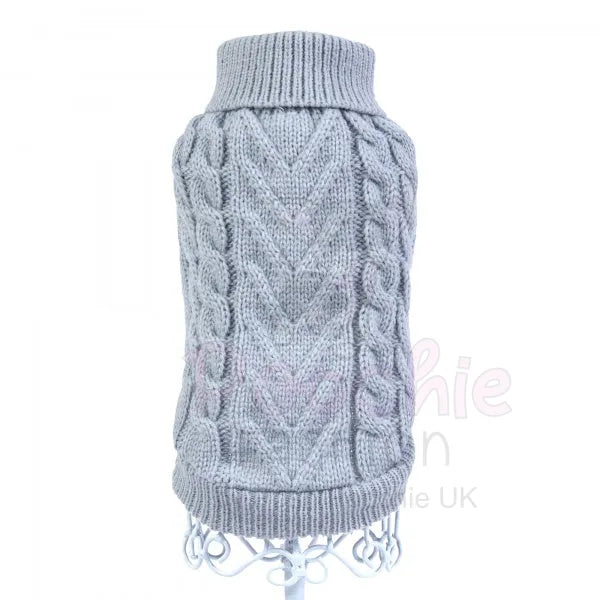Chunky Cable Knit Dog Jumper in Grey - Rich Paw - 5