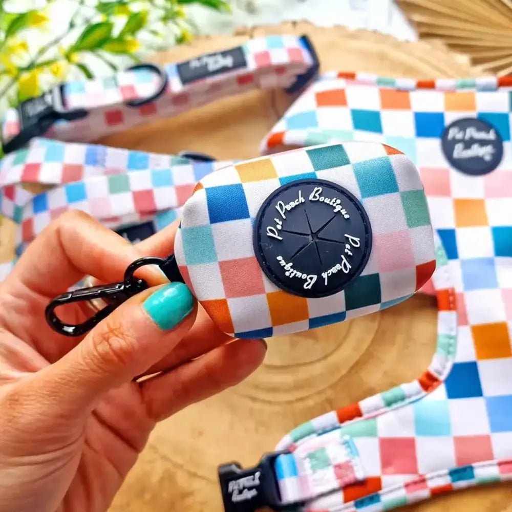 Chunky Checks Dog Poo Bag Holder - Pet Pooch - 1