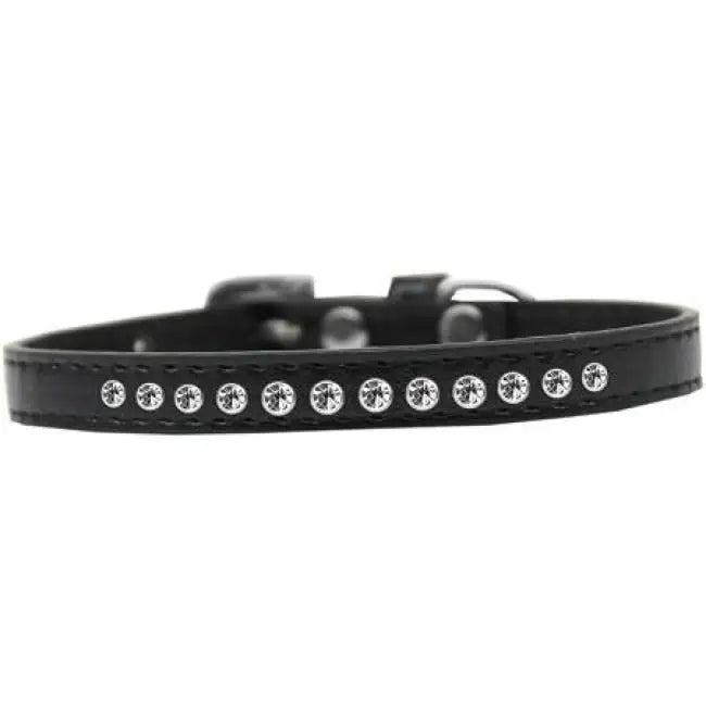Clear Crystal Puppy Collar in Black Small - Sale - 1
