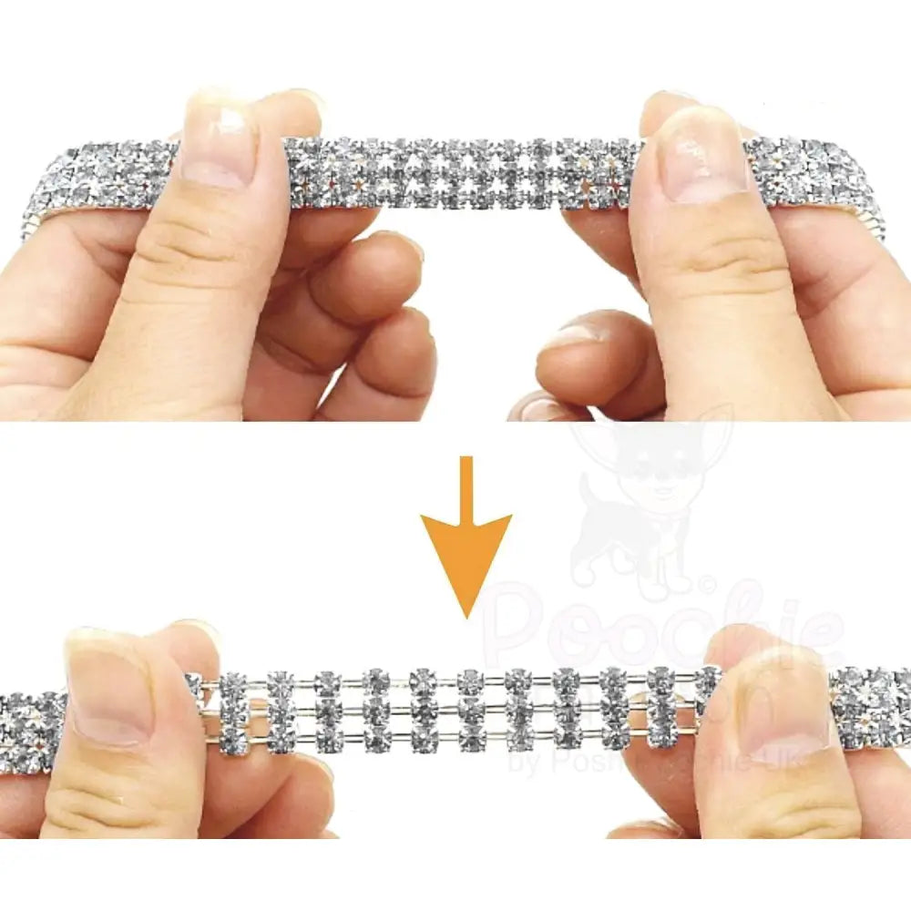 Clear Rhinestone Crystal Pet Necklace with Paw Pendant - Posh Pawz - 5