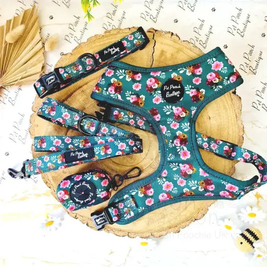 Clover Green Vintage Peonies Dog Collar - Pet Pooch - 2