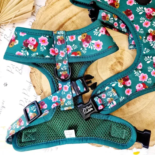 Clover Green Vintage Peonies Dog Harness - Pet Pooch - 3